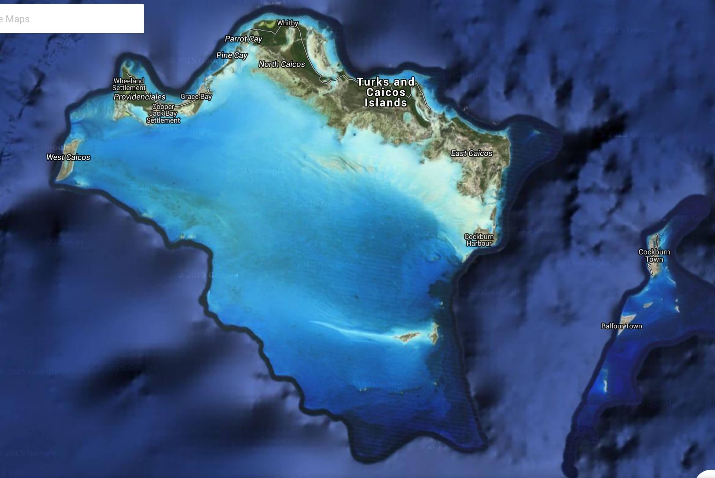 Satellite image of Turks and Caicos