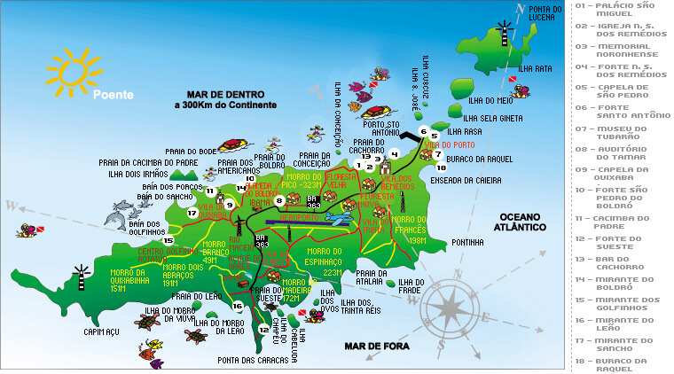 map of Fernando de Noronha, Brazil