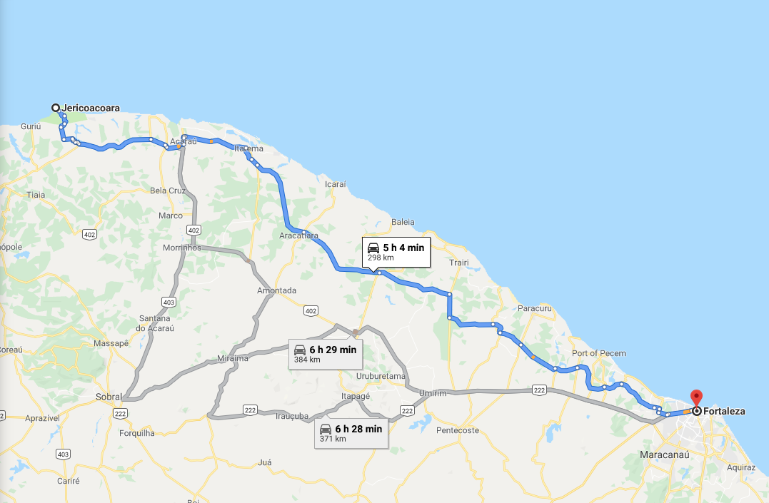 Road Jericoacara to Fortaleza