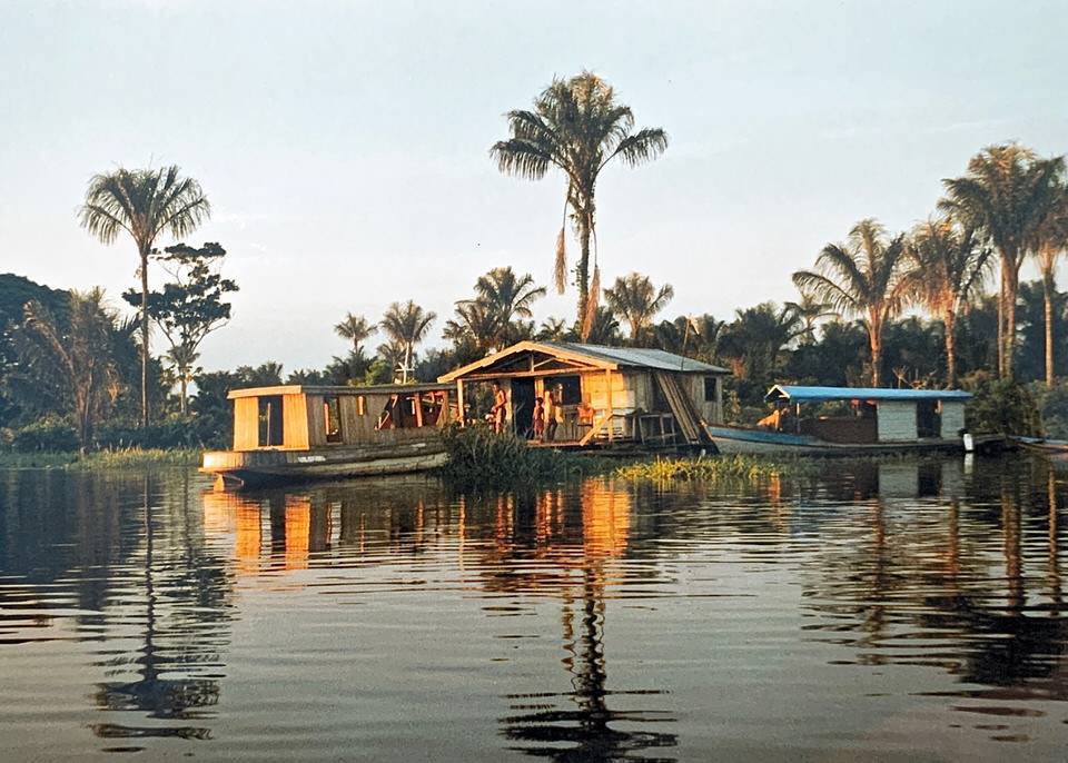 Floating house in the Amazon